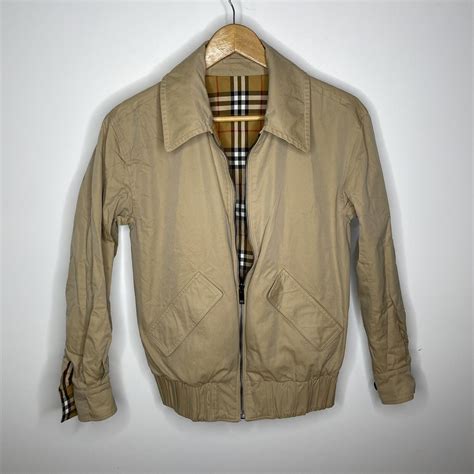 burberry reversible nova check harrington jacket|Check Cotton Harrington Jacket in Husk .